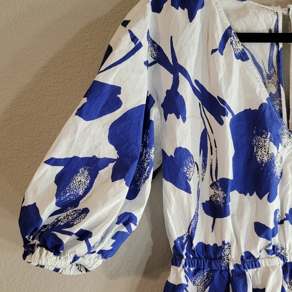 Jason Wu Collective Blue Floral Peplum Top - Picture 4 of 8